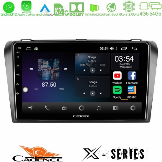 Cadence X Series Mazda 3 2004-2009 8core Android12 4+64GB Navigation Multimedia Tablet 9"