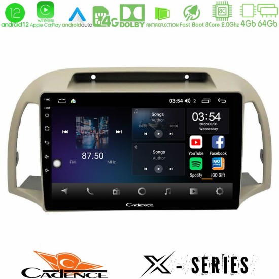 Cadence X Series Nissan Micra K12 2002-2010 8core Android12 4+64GB Navigation Multimedia Tablet 9"