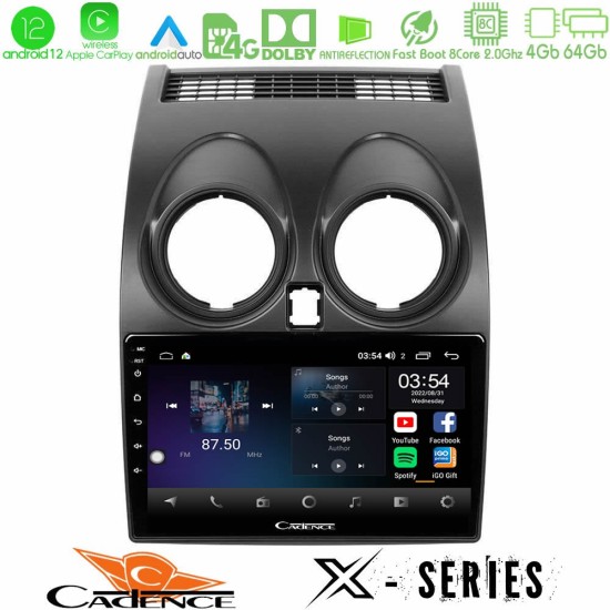 Cadence X Series Nissan Qashqai J10 8core Android12 4+64GB Navigation Multimedia Tablet 9"