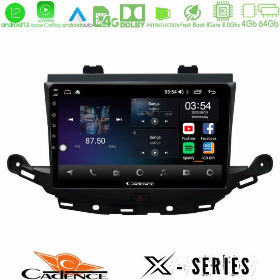 Cadence X Series Opel Astra K 2015-2019 8core Android12 4+64GB Navigation Multimedia Tablet 9"