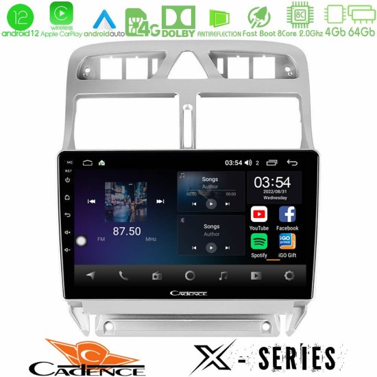 Cadence X Series Peugeot 307 2002-2008 8core Android12 4+64GB Navigation Multimedia Tablet 9"