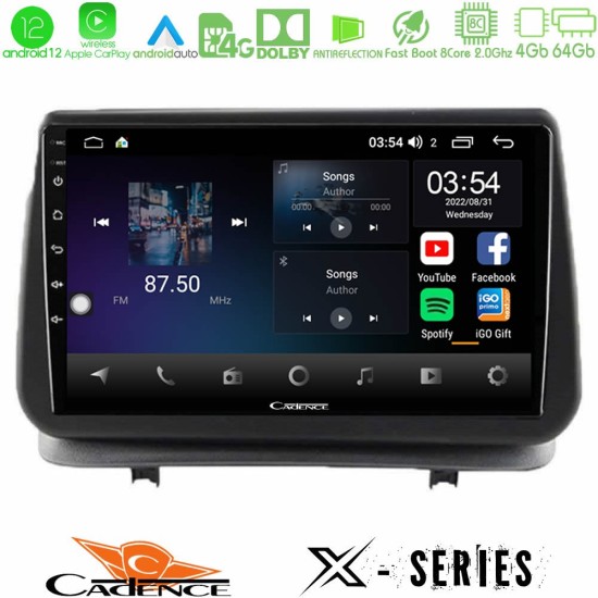 Cadence X Series Renault Clio 2005-2012 8core Android12 4+64GB Navigation Multimedia Tablet 9"