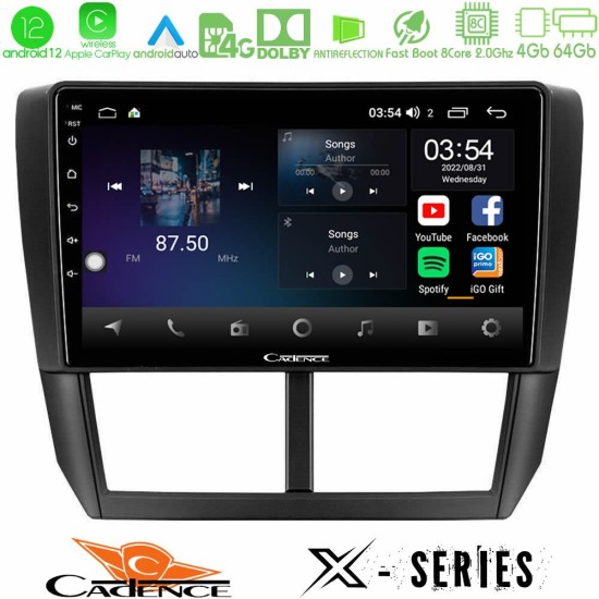 Cadence X Series Subaru Forester 8core Android12 4+64GB Navigation Multimedia Tablet 9"