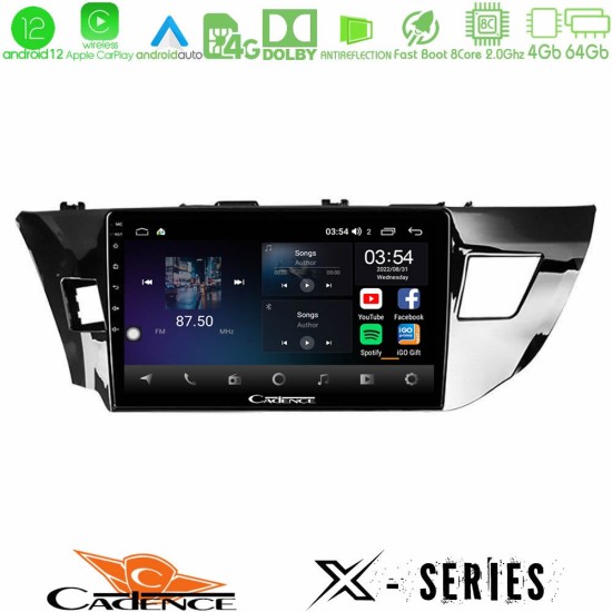 Cadence X Series Toyota Corolla 2014-2016 8core Android12 4+64GB Navigation Multimedia Tablet 10"