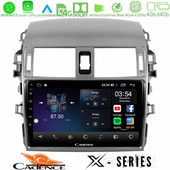 Cadence X Series Toyota Corolla 2008-2010 8core Android12 4+64GB Navigation Multimedia Tablet 9"