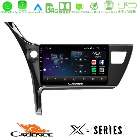 Cadence X Series Toyota Corolla 2017-2018 8core Android12 4+64GB Navigation Multimedia Tablet 10"