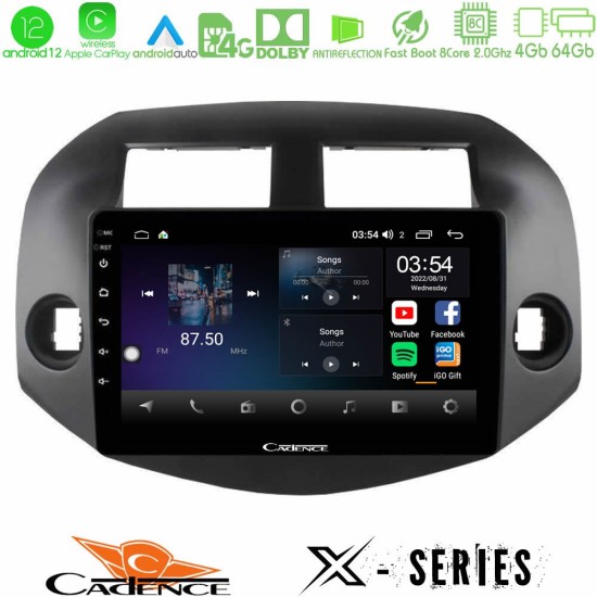 Cadence X Series Toyota Rav4 2006-2012 8core Android12 4+64GB Navigation Multimedia Tablet 10"