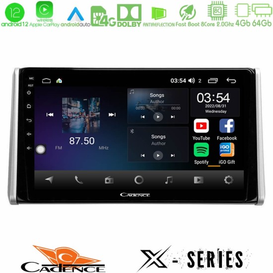 Cadence X Series Toyota RAV4 2019-2023 8Core Android12 4+64GB Navigation Multimedia Tablet 10"