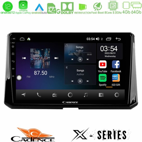 Cadence X Series Toyota Corolla 2019-2022 8core Android12 4+64GB Navigation Multimedia Tablet 10"