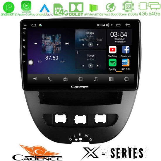 Cadence X Series Toyota Aygo/Citroen C1/Peugeot 107 8core Android12 4+64GB Navigation Multimedia Tablet 10"