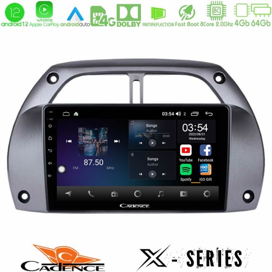 Cadence X Series Toyota RAV4 2001 - 2006 8core Android12 4+64GB Navigation Multimedia Tablet 9"