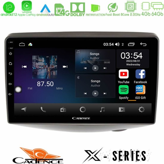 Cadence X Series Toyota Yaris 1999 - 2006 8core Android12 4+64GB Navigation Multimedia Tablet 9"