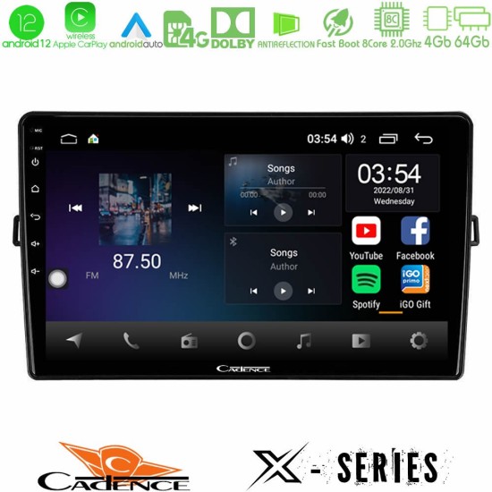 Cadence X Series Toyota Auris 8core Android12 4+64GB Navigation Multimedia Tablet 10"