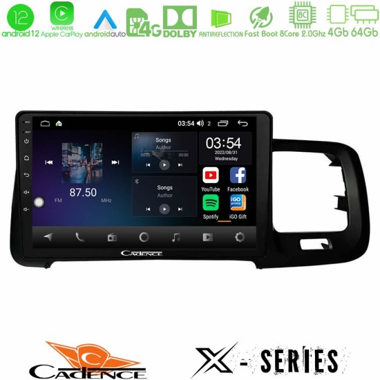 Cadence X Series Volvo S60 2010-2018 8core Android12 4+64GB Navigation Multimedia Tablet 9"