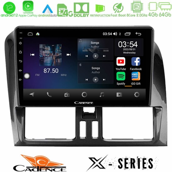 Cadence X Series Volvo XC60 2009-2012 8core Android12 4+64GB Navigation Multimedia Tablet 9"