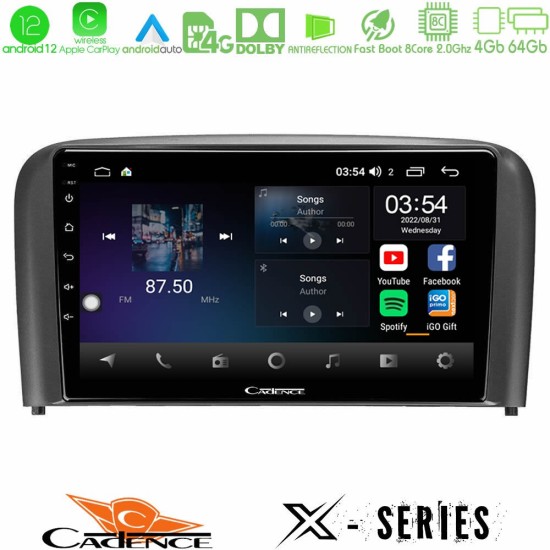 Cadence X Series Volvo S80 1998-2006 8core Android12 4+64GB Navigation Multimedia Tablet 9"