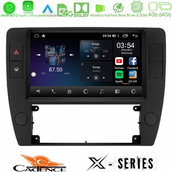 Cadence X Series VW Passat B5 2001-2005 8core Android12 4+64GB Navigation Multimedia Tablet 9"