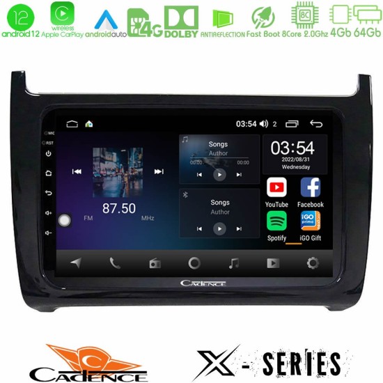 Cadence X Series Vw Polo 8core Android12 4+64GB Navigation Multimedia Tablet 9"