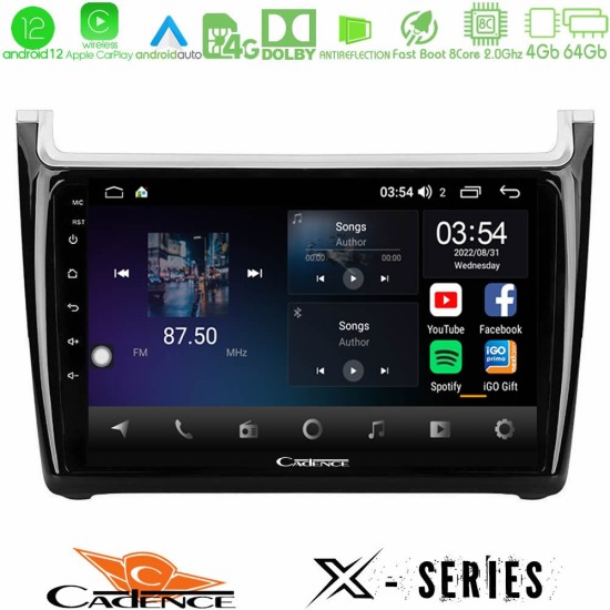 Cadence X Series Vw Polo 8core Android12 4+64GB Navigation Multimedia Tablet 9"