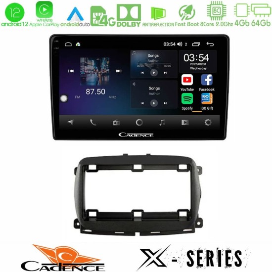 Cadence X Series  Fiat 500 2016> 8core Android12 4+64GB Navigation Multimedia Tablet 9"