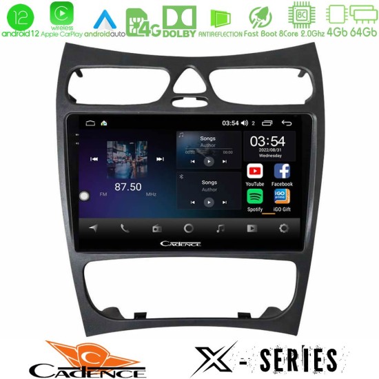 Cadence X Series Mercedes CLK Class W209 2000-2004 8core Android12 4+64GB Navigation Multimedia Tablet 9"