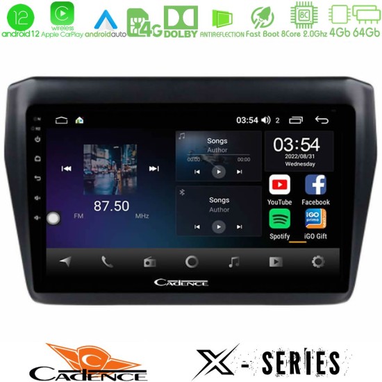 Cadence X Series Suzuki Swift 2017-2023 8core Android12 4+64GB Navigation Multimedia Tablet 9"