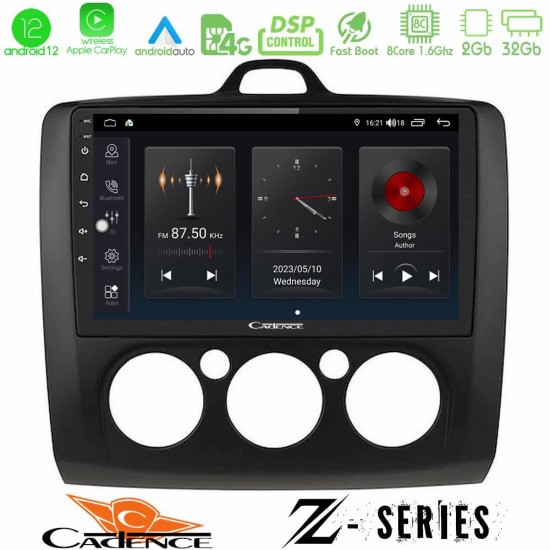 Cadence Z Series Ford Focus Manual AC 8core Android12 2+32GB Navigation Multimedia Tablet 9" (Μαύρο Χρώμα)