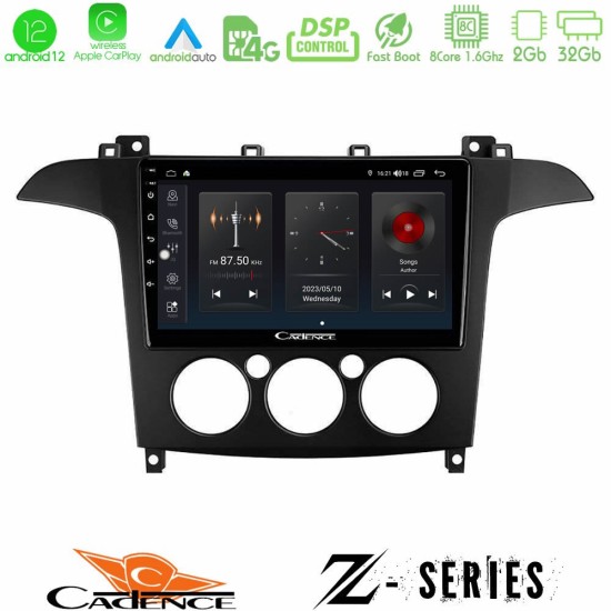 Cadence Z Series Ford S-Max 2006-2008 (manual A/C) 8core Android12 2+32GB Navigation Multimedia Tablet 9"