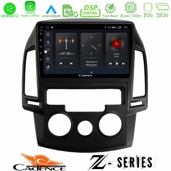 Cadence Z Series Hyundai i30 2007-2012 Manual A/C 8core Android12 2+32GB Navigation Multimedia Tablet 9"