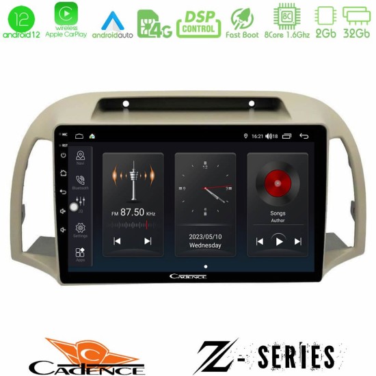 Cadence Z Series Nissan Micra K12 2002-2010 8core Android12 2+32GB Navigation Multimedia Tablet 9"