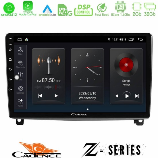 Cadence Z Series Peugeot 407 8core Android12 2+32GB Navigation Multimedia Tablet 9"