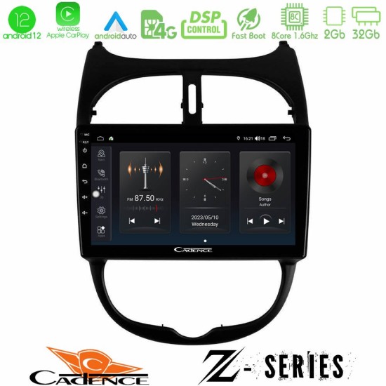 Cadence Z Series Peugeot 206 8core Android12 2+32GB Navigation Multimedia Tablet 9"