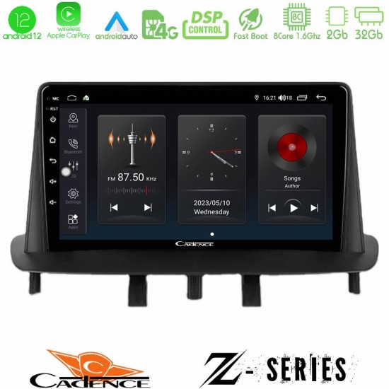 Cadence Z Series Renault Megane 3 2009-2013 8Core Android12 2+32GB Navigation Multimedia Tablet 9"