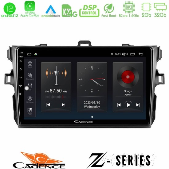 Cadence Z Series Toyota Corolla 2007-2012 8core Android12 2+32GB Navigation Multimedia Tablet 9"