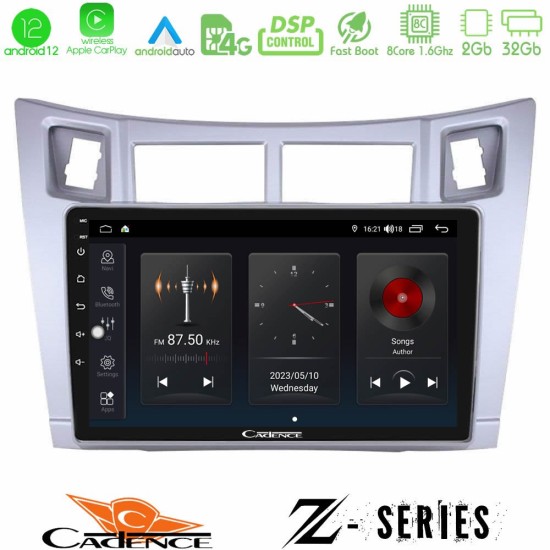 Cadence Z Series Toyota Yaris 8core Android12 2+32GB Navigation Multimedia Tablet 9" (Ασημί Χρώμα)