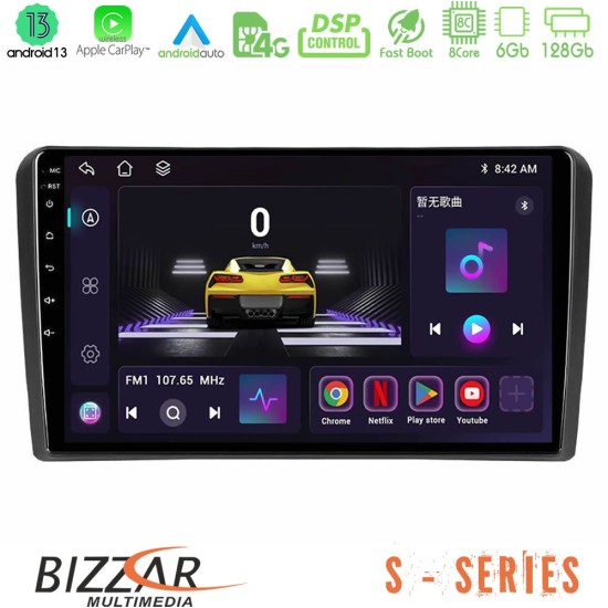 Bizzar S Series Audi A3 8P 8core Android13 6+128GB Navigation Multimedia Tablet 9"