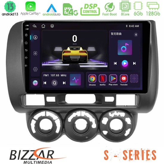 Bizzar S Series Honda Jazz 2002-2008 (Manual A/C) 8core Android13 6+128GB Navigation Multimedia Tablet 9"