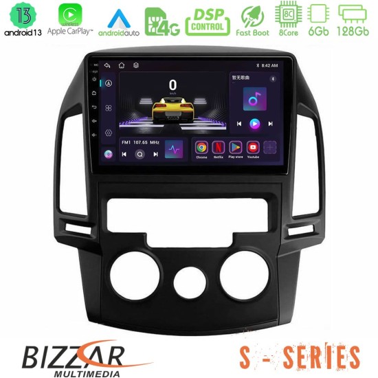 Bizzar S Series Hyundai i30 2007-2012 Manual A/C 8core Android13 6+128GB Navigation Multimedia Tablet 9"