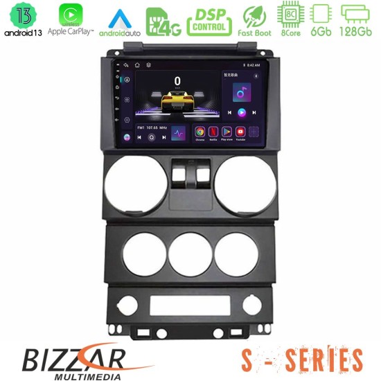 Bizzar S Series Jeep Wrangler 2Door 2008-2010 8core Android13 6+128GB Navigation Multimedia Tablet 9"