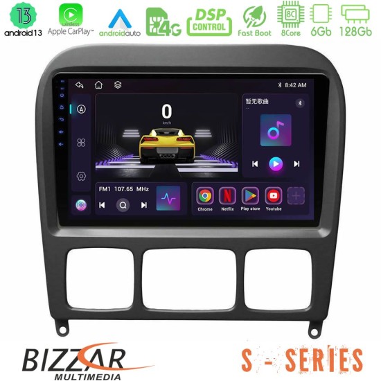 Bizzar S Series Mercedes S Class 1999-2004 (W220) 8core Android13 6+128GB Navigation Multimedia Tablet 9"