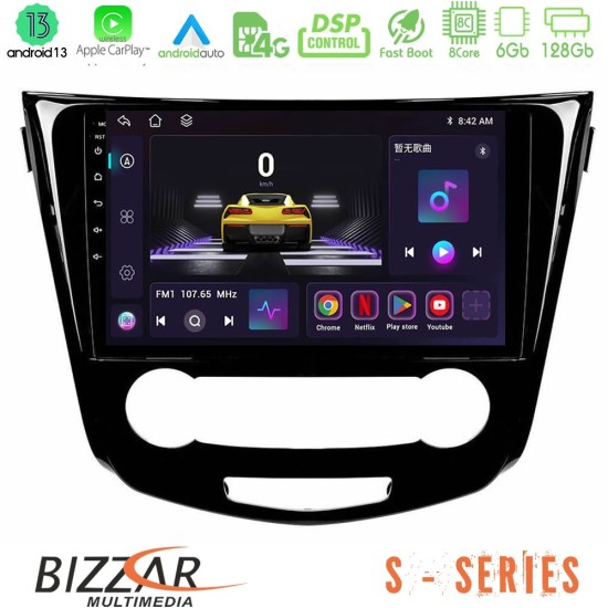 Bizzar S Series Nissan Qashqai J11 (Manual A/C) 8core Android13 6+128GB Navigation Multimedia Tablet 10"