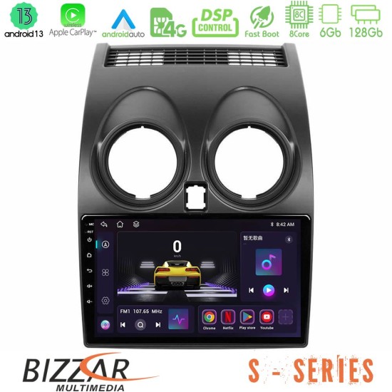 Bizzar S Series Nissan Qashqai J10 8core Android13 6+128GB Navigation Multimedia Tablet 9"