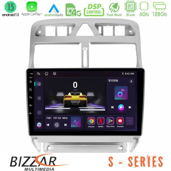 Bizzar S Series Peugeot 307 2002-2008 8core Android13 6+128GB Navigation Multimedia Tablet 9"