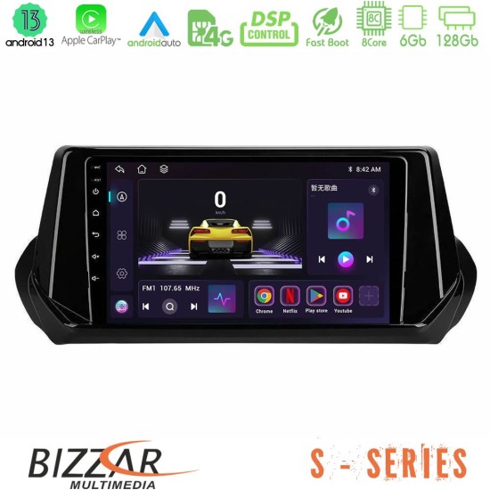 Bizzar S Series Peugeot 208 2019-2023 8Core Android13 6+128GB Navigation Multimedia Tablet 9"