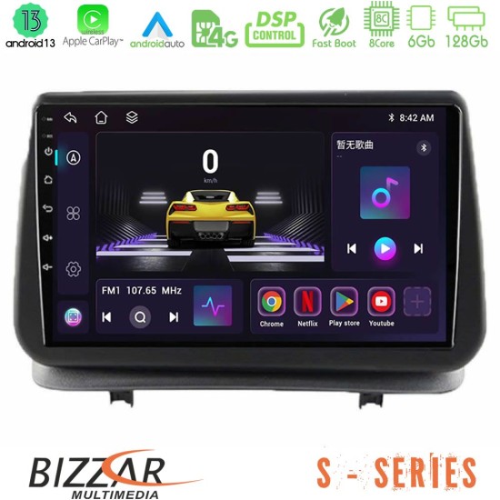 Bizzar S Series Renault Clio 2005-2012 8core Android13 6+128GB Navigation Multimedia Tablet 9"