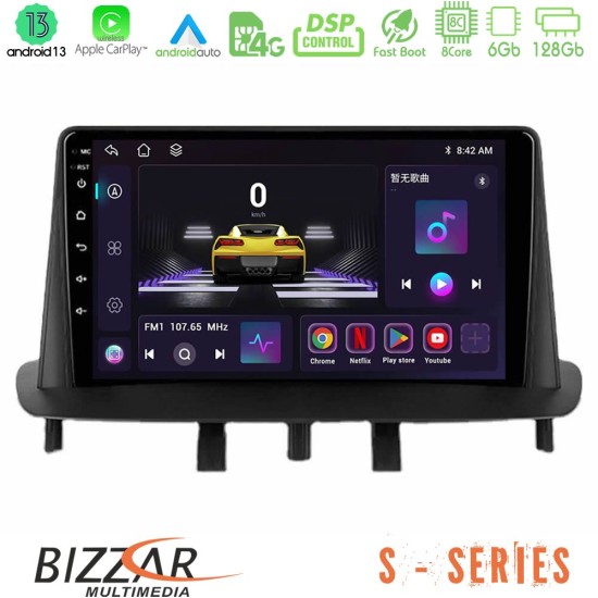 Bizzar S Series Renault Megane 3 2009-2013 8Core Android13 6+128GB Navigation Multimedia Tablet 9"