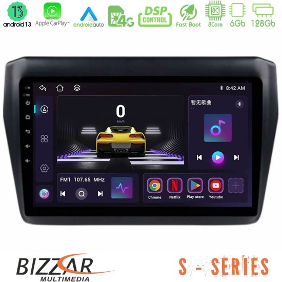 Bizzar S Series Suzuki Swift 2017-2023 8core Android13 6+128GB Navigation Multimedia Tablet 9"