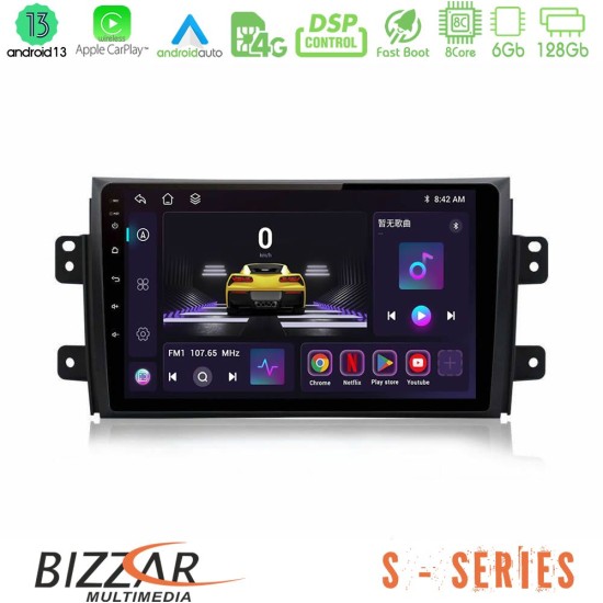 Bizzar S Series Suzuki SX4 2006-2014 Fiat Sedici 2006-2014 8core Android13 6+128GB Navigation Multimedia Tablet 9"