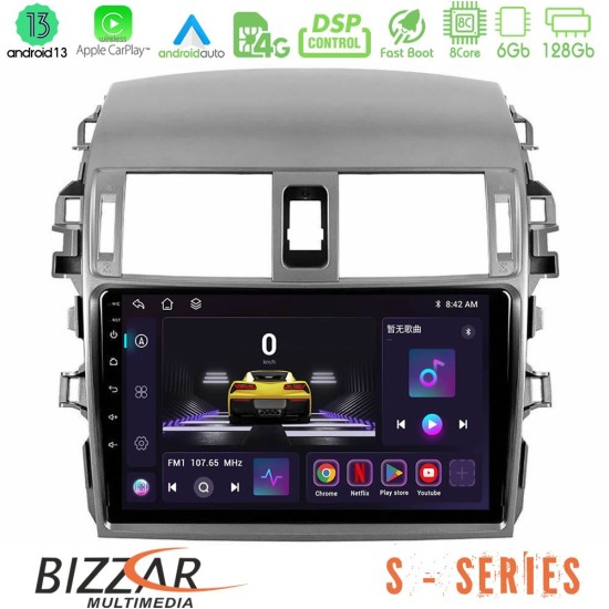 Bizzar S Series Toyota Corolla 2008-2010 8core Android13 6+128GB Navigation Multimedia Tablet 9"