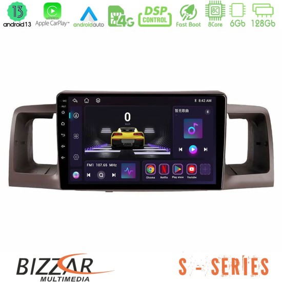 Bizzar S Series Toyota Corolla 2002-2006 8Core Android13 6+128GB Navigation Multimedia Tablet 9"